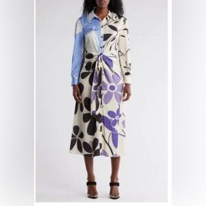 New Stitchdrop Trinidad Shirt Dress Floral Size XL Purple Long Modest Collared